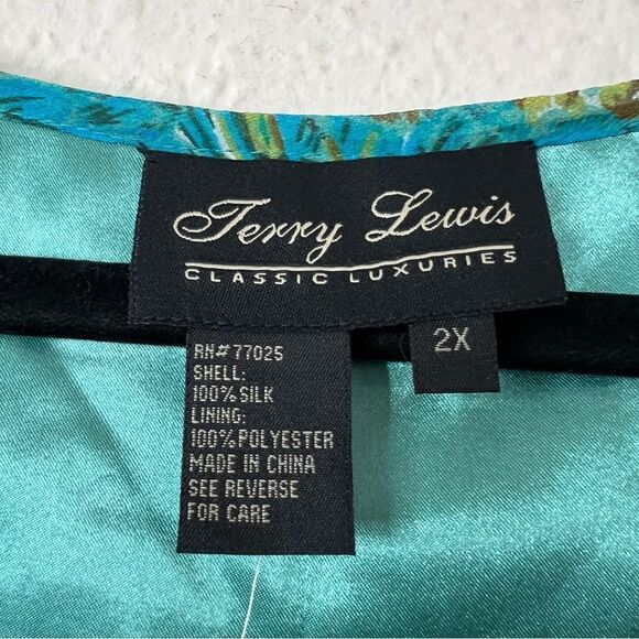 Terry Lewis Floral 100% Silk Top Skirt Set NEW Size 2X - Picture 4 of 11